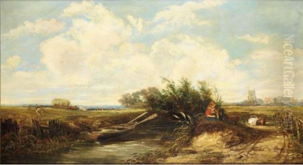 Waiting By The Stream Oil Painting by William James Muller