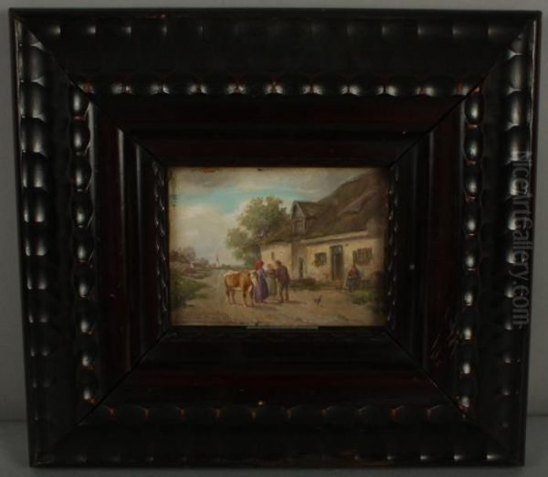 Begegnung Auf Der Dorfstrase Oil Painting by Ludwig Muller-Cornelius