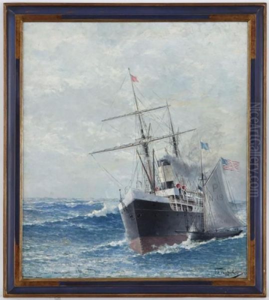 Bateau A Vapeur Oil Painting by Franz Muller-Gossen