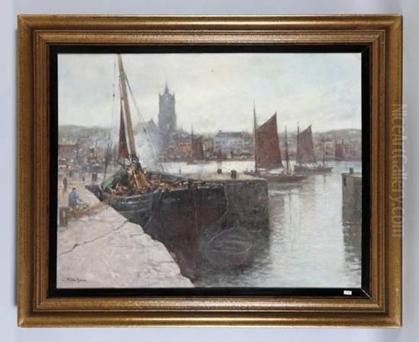 Voiliers Au Port Oil Painting by Franz Muller-Gossen