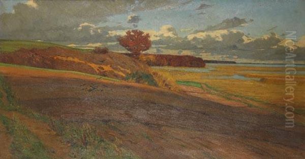 Ruhende Felder, Landschaft Bei Ahrenshoop Oil Painting by Paul Muller-Kaempff