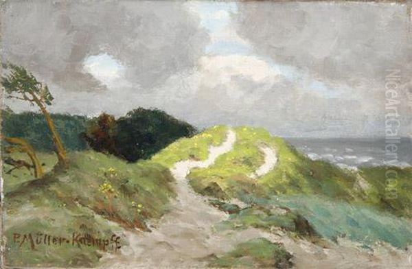 Kustenlandschaft Im Sturm Bei Aufziehendem Gewitter Oil Painting by Paul Muller-Kaempff