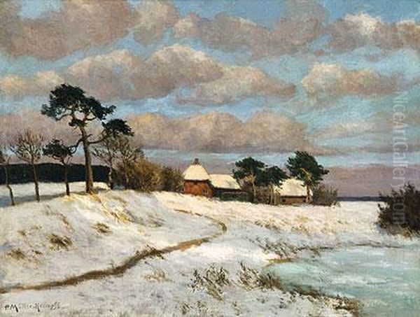 Winterlandschaft Bei Ahrenshoop Oil Painting by Paul Muller-Kaempff