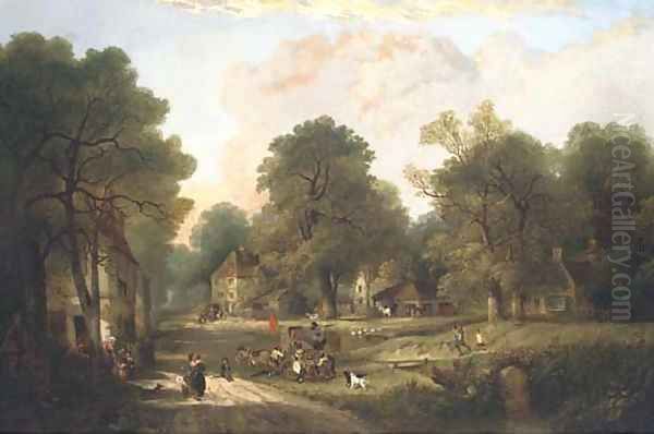 A village in the New Forest Oil Painting by Edward Charles Williams