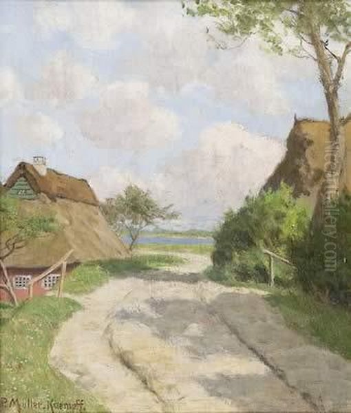 Katen Am Deichweg. Oil Painting by Paul Muller-Kaempff