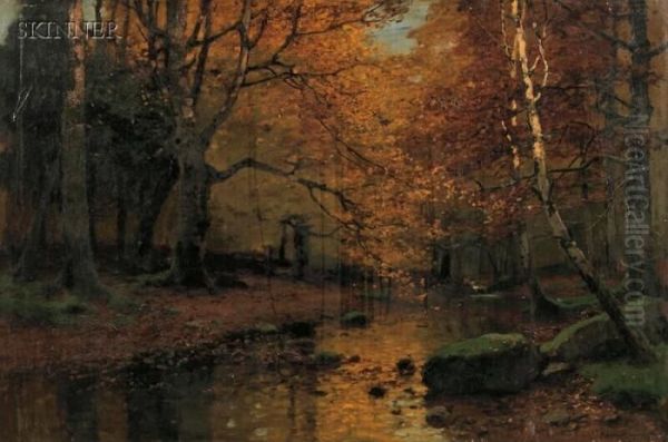 Autumn Landscape Oil Painting by Konrad Mueller-Kuerzwelly