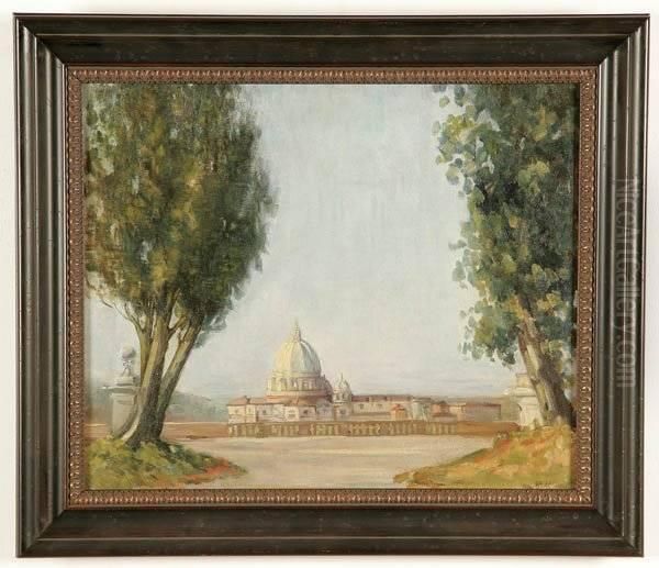 View Of St. Peter's Rome Oil Painting by Konrad Mueller-Kuerzwelly