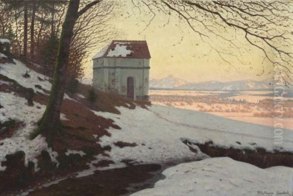 Winter Sunrise Oil Painting by Fritz Muller-Landeck