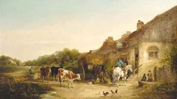 The Swan Inn, Bossington, Somerset Oil Painting by Edward Charles Williams