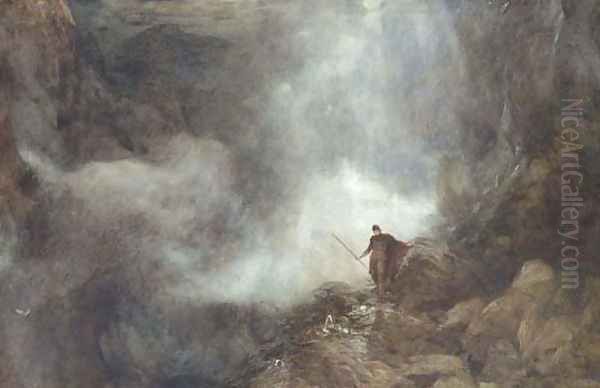 Arthur in the Gruesome Glen Oil Painting by Henry Clarence Whaite