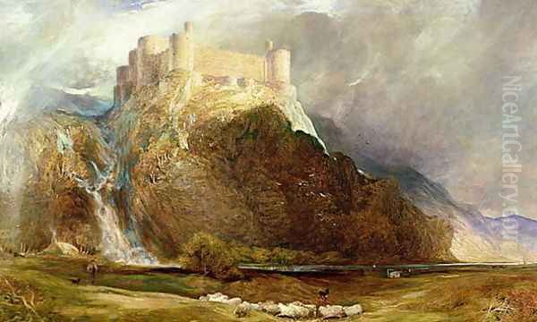 Harlech Castle: Four Square to all the winds that blow Oil Painting by Henry Clarence Whaite