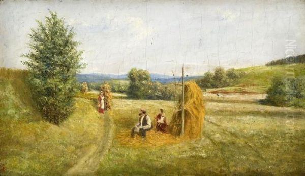 Hoyonn Pa Vik I Stange, Hedmark Oil Painting by Gerhard Peter Frantz Munthe