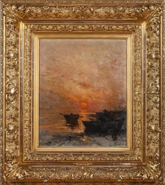 Sunset, Winter Oil Painting by Ludwig Munthe