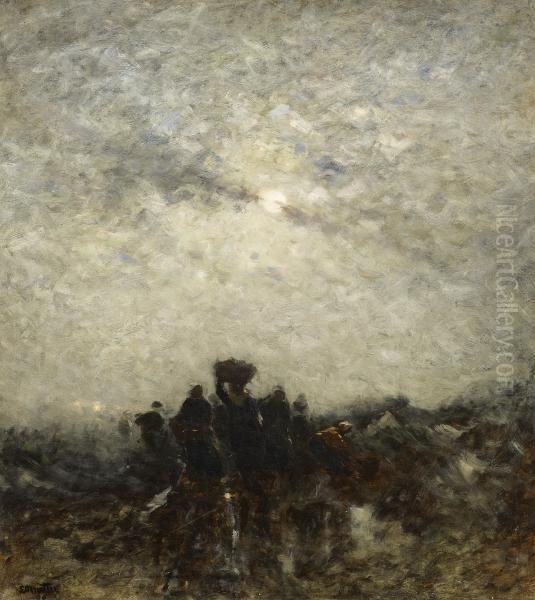 Returning Home By Moonlight Oil Painting by Ludwig Munthe