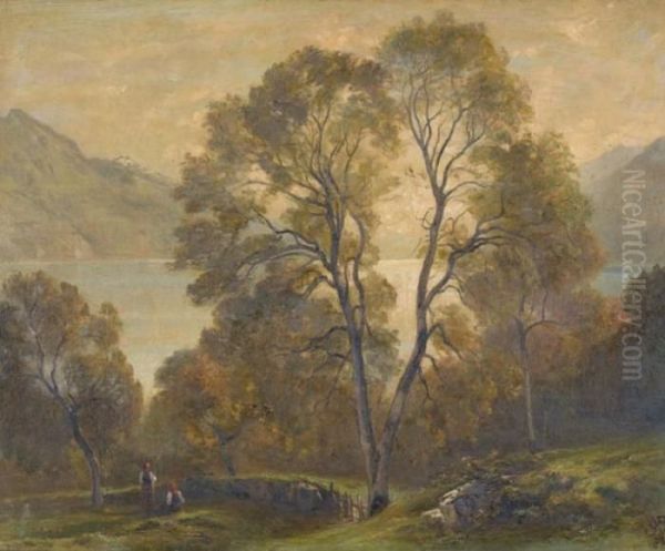 Romantische Seelandschaft Im Gebirge by Adolf Munzer