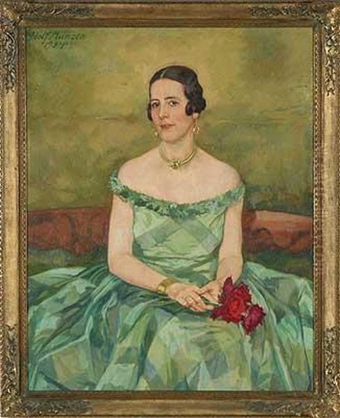 Portrait Der Helene Hertmanni, Geb. Pferdmenges Oil Painting by Adolf Munzer