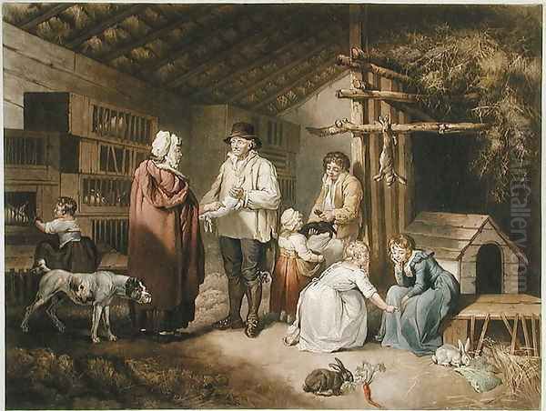 Selling Rabbits, engraved by William Ward (1766-1826) 1796 Oil Painting by James Ward