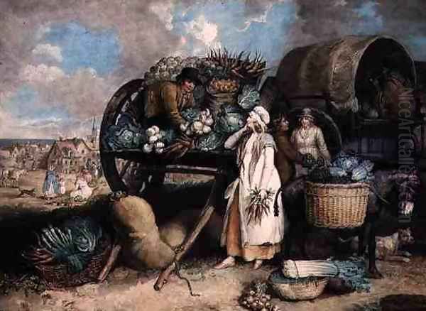 A Vegetable Market, engraved by William Ward (1766-1826), pub. by Messrs. Ward & Co., 1803 Oil Painting by James Ward