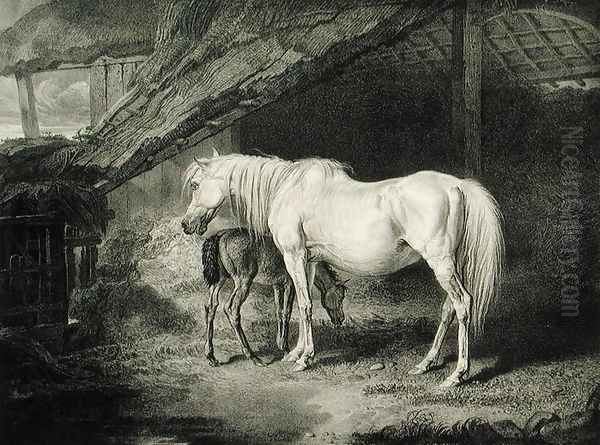 Primrose and Foal, from Celebrated Horses, a set of fourteen racing prints published by the artist, 1823-24 Oil Painting by James Ward