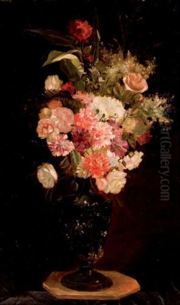 Bodegon De Flores Oil Painting by Jose Maria Murillo Y Bracho