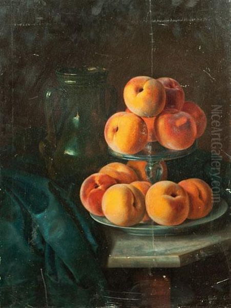 Frutero Con Melocotones Oil Painting by Jose Maria Murillo Y Bracho