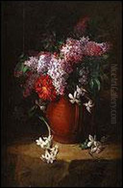 Florero Con Lilas Y Jazmin Oil Painting by Jose Maria Murillo Y Bracho