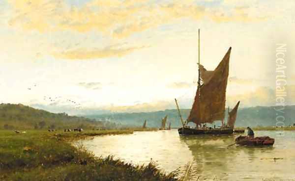 On the Medway, near Rochester Oil Painting by George Stanfield Walters