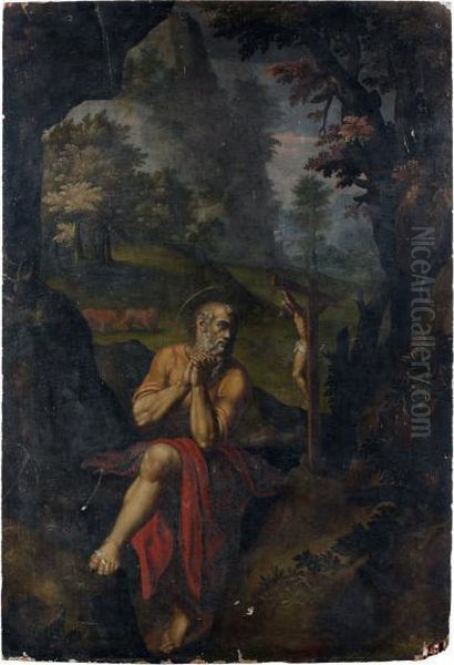 Saint Jerome Dans Le Desert Oil Painting by Girolamo Muziano