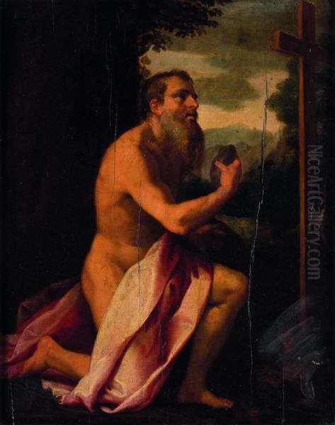 San Gerolamo Oil Painting by Girolamo Muziano