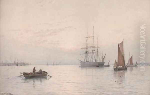 Morning Rowing out to the fishing fleet Oil Painting by George Stanfield Walters