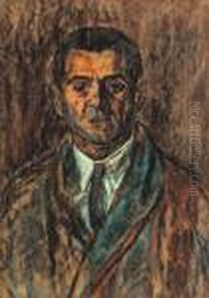 Portrait Of A Man Oil Painting by Istvan Nagy