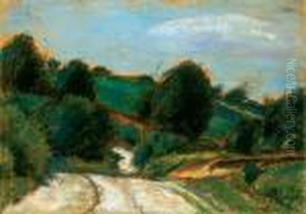 Hilly Landscape Oil Painting by Istvan Nagy