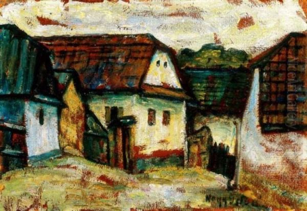 Village In Transsylvania Oil Painting by Istvan Nagy