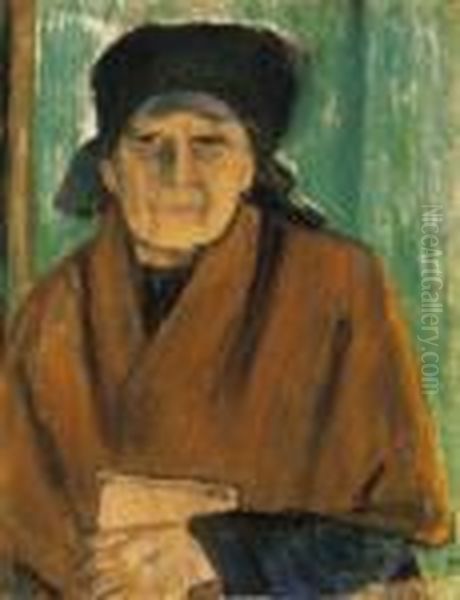 Woman With A Book Oil Painting by Istvan Nagy