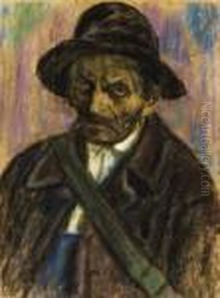 Portrait Of An Elderly Man Oil Painting by Istvan Nagy