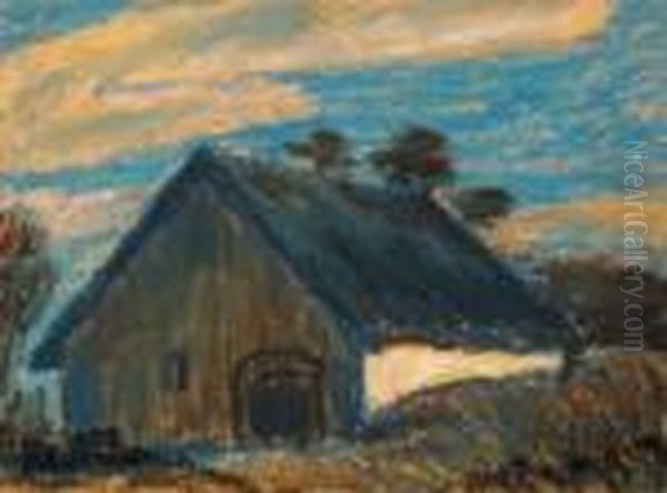 Cottage Oil Painting by Istvan Nagy