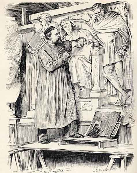 Armstead at Work, engraving after a drawing by Wirgman, from the book The Century Illustrated Monthly Magazine, May to October, 1883 Oil Painting by Theodore Blake Wirgman