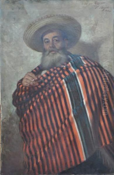 Portrait D'homme Barbu A La Cigarette Oil Painting by Ernest Narjot