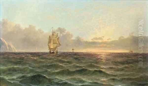 Running down the Channel at dusk Oil Painting by John James Wilson