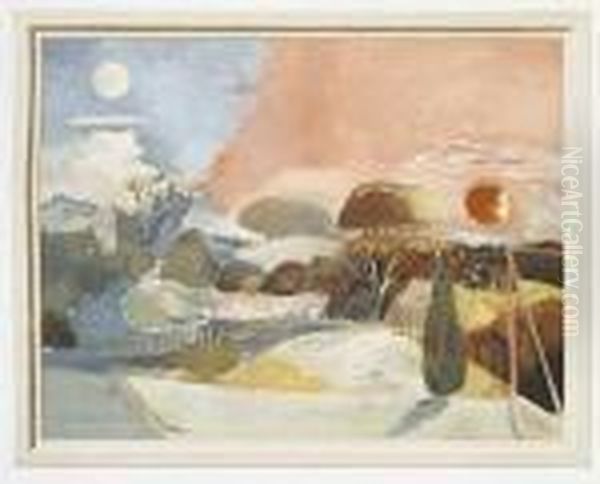 Landscape Of The Vernal Equinox Oil Painting by Paul Nash