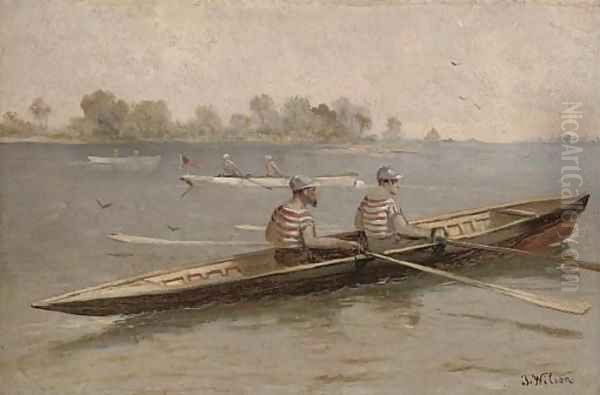 Sculling Oil Painting by John James Wilson