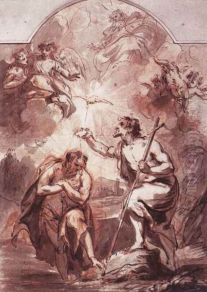 Baptism of Christ in the Jordan 1716 Oil Painting by Jacob de Wit