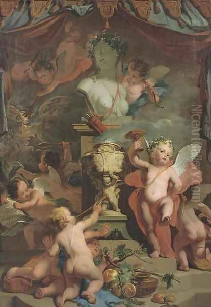 'Liefde Triompheert' Love Triumphs Oil Painting by Jacob de Wit