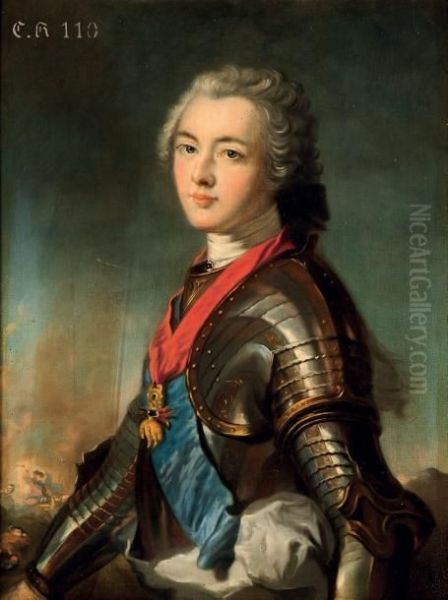 Portrait Du Duc De Penthievre Lors De La Bataille De Fontenoy Oil Painting by Jean-Baptiste Nattier