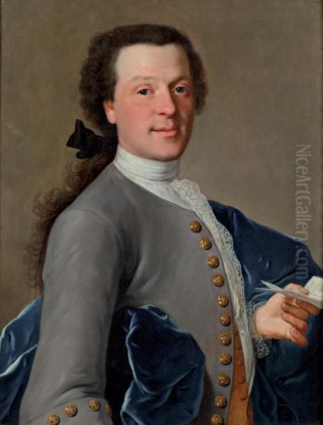 Portrait D'homme A La Lettre Oil Painting by Jean-Marc Nattier