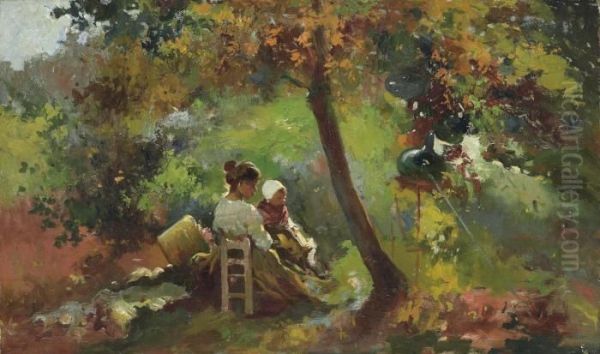 In The Garden Oil Painting by Jose Navarro