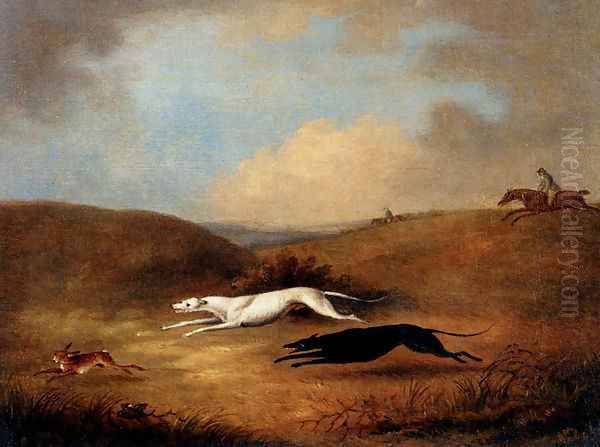 Robert Poole's Greyhounds, Pigeon And Polecat Oil Painting by Dean Wolstenholme, Snr.