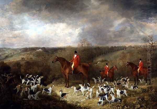 Lord Glamis and his Staghounds, 1823 Oil Painting by Dean Wolstenholme, Snr.