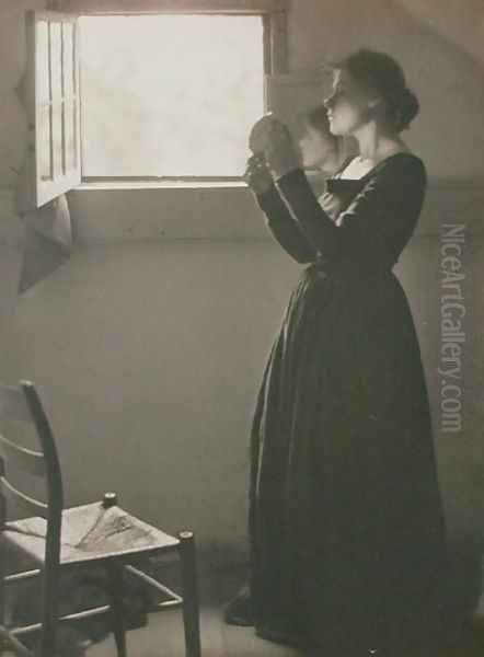 Girl with a Mirror, 1898 Oil Painting by Clarence Henry White