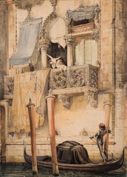 Das ,haus Der Desdemona? In Venedig Oil Painting by Friedrich Nerly